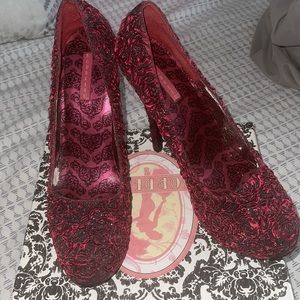 Bordello burgundy floral satin